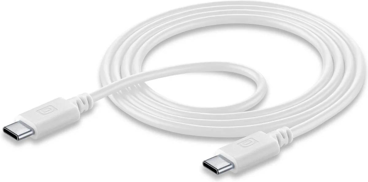 Datakabel, usb-c naar usb-c 5A super fast charging (120cm) fra Cellularline i Hvid – produktbillede