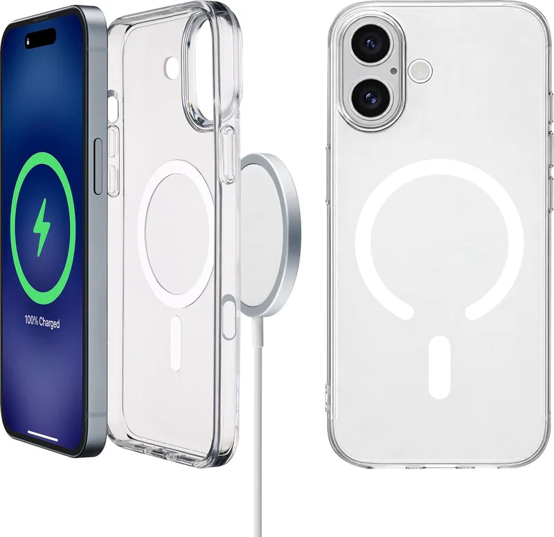 Gloss Mag Hoesje - Geschikt voor iPhone 16 - MagSafe & MIL-STD Certificaat & Transparant - Transparant från Cellularline i Svart – produktbild