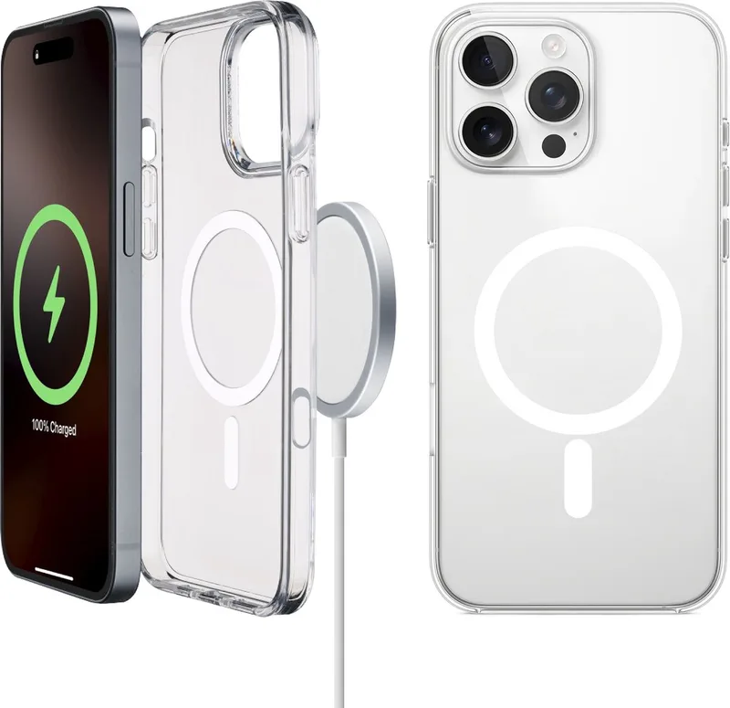Gloss Mag Hoesje - Geschikt voor iPhone 16 Pro Max - MagSafe & MIL-STD Certificaat & Transparant - Transparant från Cellularline i Svart – produktbild