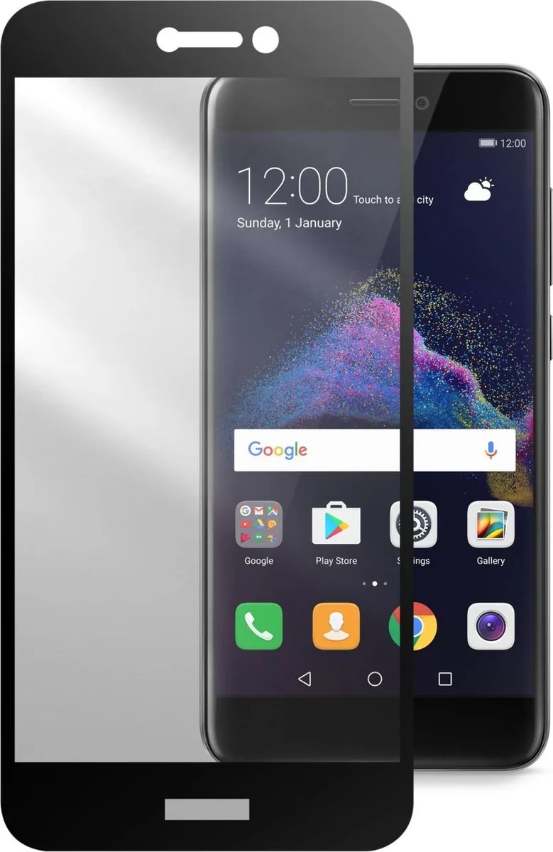 Huawei P8 Lite (2017), SP, gehard glas, zwart van Cellularline – productfoto