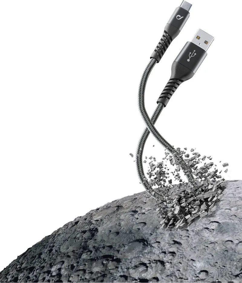 Usb kabel, kevlar usb-a to usb-c 2m från Cellularline i Svart – produktbild