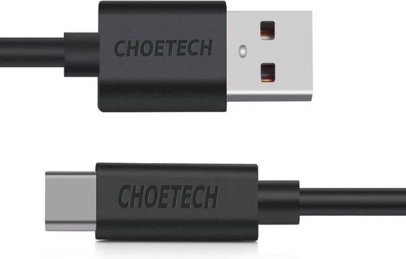 2 meter oplaadkabel - USB-A/USB-C - USB kabel 2m - Oplaadkabel mobile telefoon by CHOETECH in Black – product photo