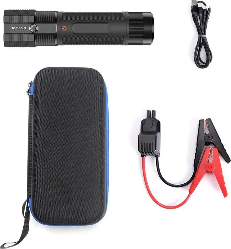 Starthilfe mit 8000 mAh Powerbank – LED-Taschenlampe (TC0016) – Schwarz fra CHOETECH – produktbillede