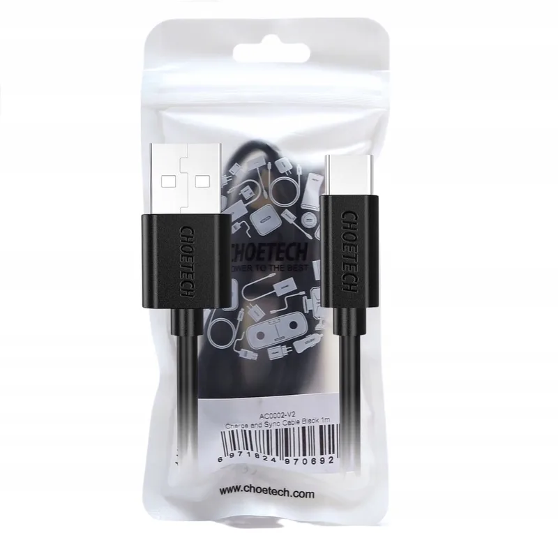 USB-C naar USB-A kabel 0.5m - Snel Laden by CHOETECH in Black – product photo