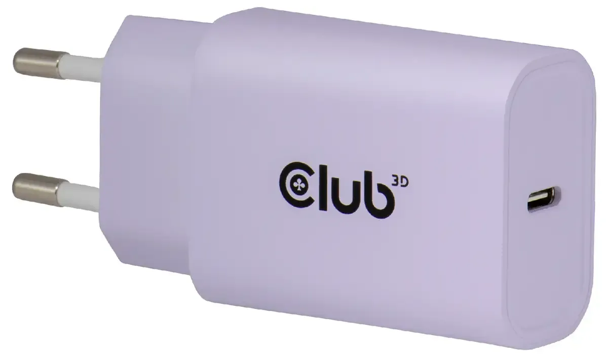 CAC-3025 USB-oplader 30 W USB-C stekker USB PD 3.0 Binnen USB Power Delivery (USB-PD) von Club 3D in Lila – Produktfoto