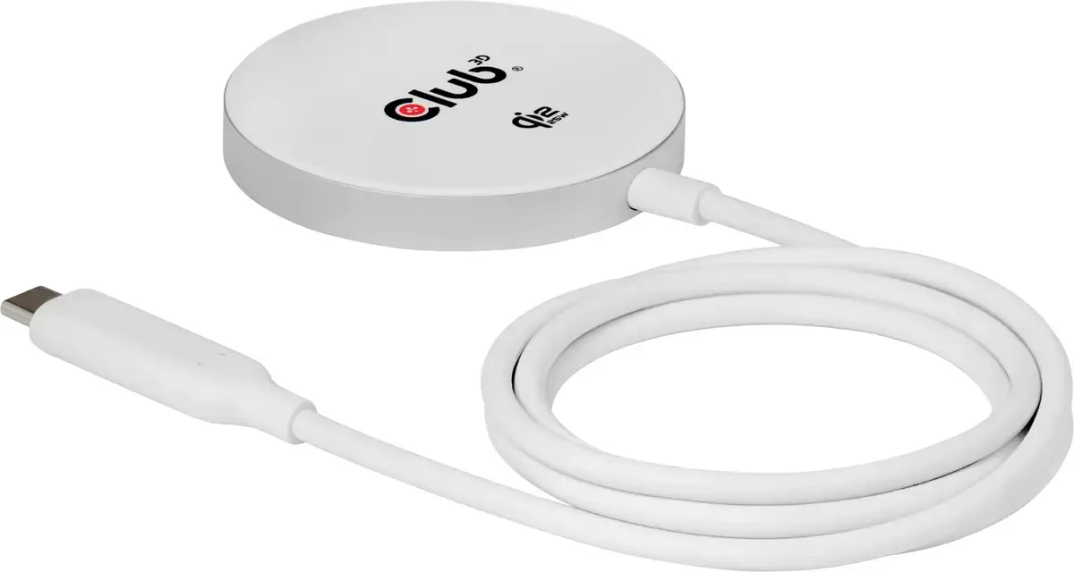 Induktions-Ladegerät 25 W Qi2 USB-C 25Wa CAC-3026 Ausgänge Induktionslade-Standard Weiß fra Club 3D – produktbillede