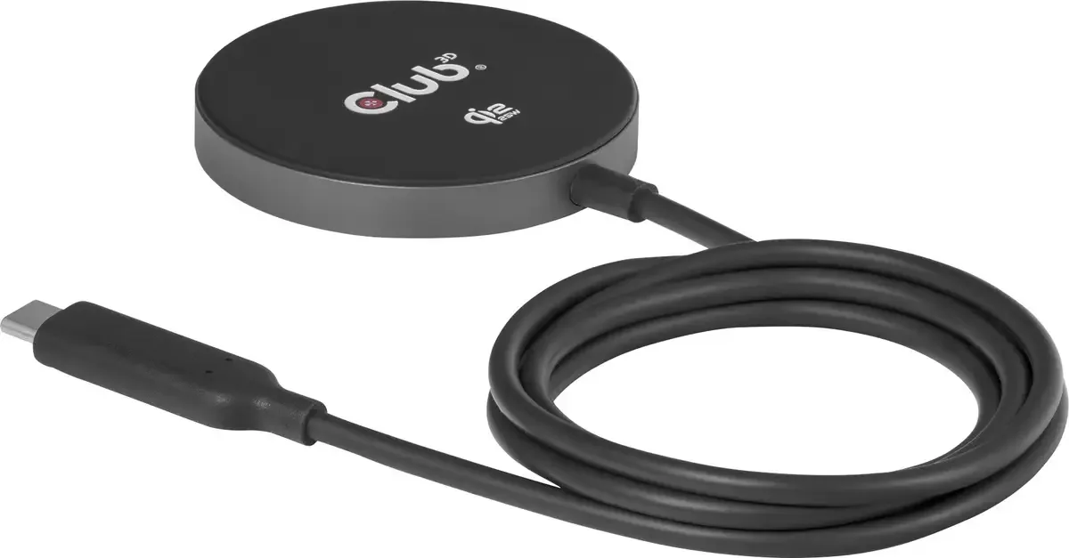 Induktions-Ladegerät 25 W Qi2 USB-C 25Wa CAC-3027 Ausgänge Induktionslade-Standard Schwarz fra Club 3D – produktbillede