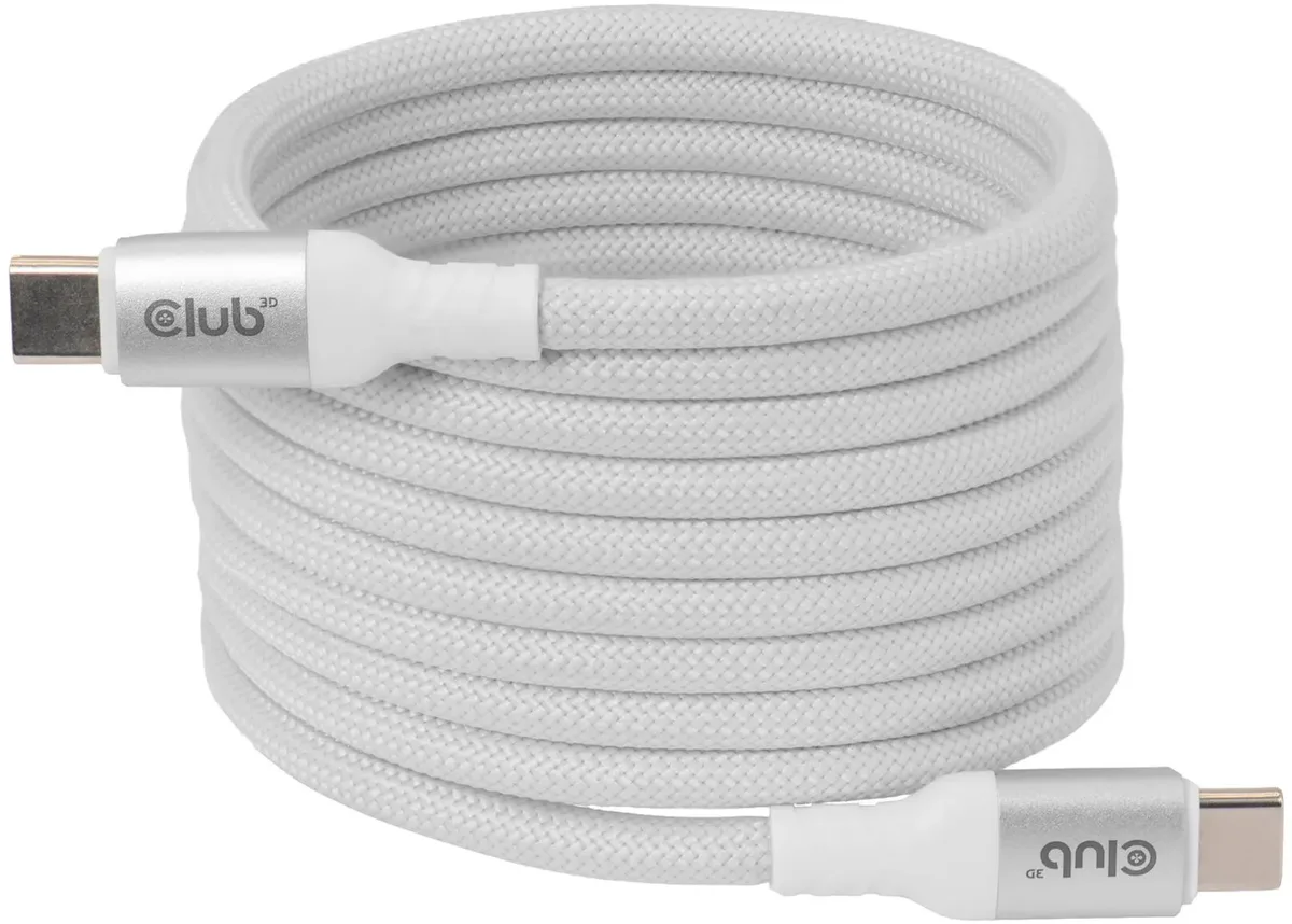 USB-C cable - 24 pin USB-C to 24 pin USB-C von Club 3D in Weiß – Produktfoto