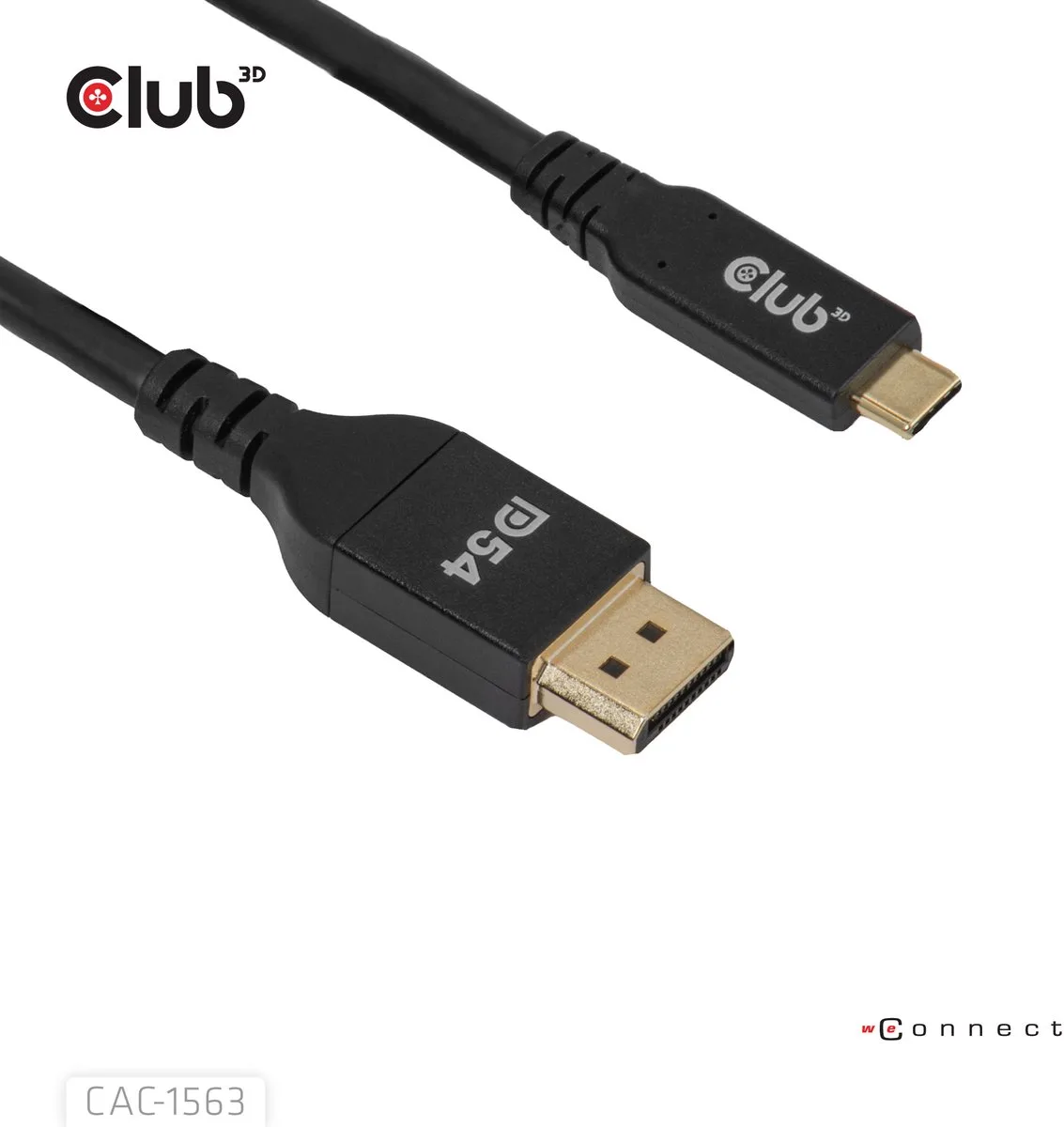 USB-C® naar DisplayPort™ 2.1 DP54 Bi-Directionele Kabel 8K120Hz 2m / 6.6ft från Club 3D i Svart – produktbild