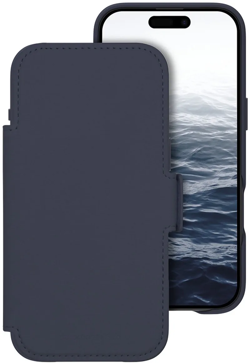 Bookcase hoesje geschikt voor iPhone 17 Air - Effen Donkerblauw - Kunstleer - 2in1 Magnetisch Uitneembaar Design by dbramante1928 in Blue – product photo