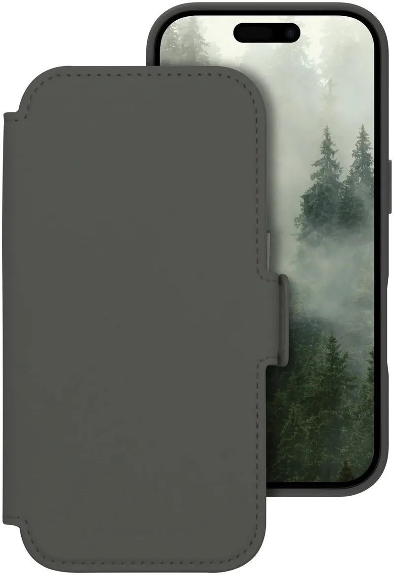 Bookcase hoesje geschikt voor iPhone 17 - Effen - Kunstleer - 2in1 Magnetisch Uitneembaar Design von dbramante1928 in Grün – Produktfoto