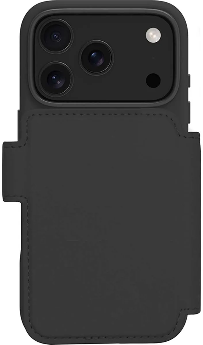 Bookcase hoesje geschikt voor iPhone 17 Pro - Effen - Kunstleer - 2in1 Magnetisch Uitneembaar Design de dbramante1928 en Noir – photo produit