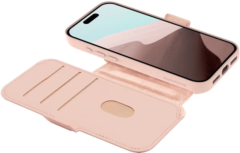 Bookcase hoesje geschikt voor iPhone 17 Pro Max - Effen - Kunstleer - 2in1 Magnetisch Uitneembaar Design de dbramante1928 en Rose – photo produit