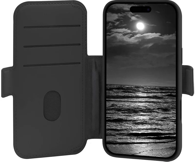 Hoesje geschikt voor iPhone 17 Pro Max - MagSafe Compatibel Wallet Case met Standaard von dbramante1928 in Schwarz – Produktfoto