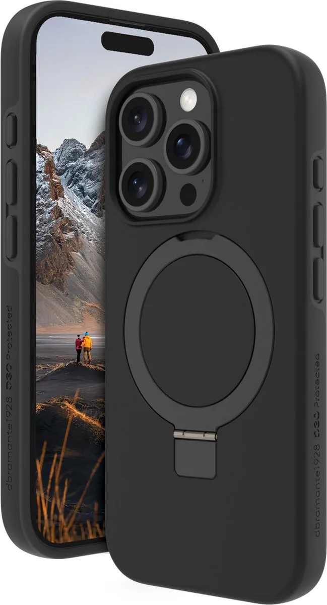 Iceland Ultra D3O Backcover geschikt voor MagSafe Stand geschikt voor iPhone 16 Pro by dbramante1928 in Black – product photo