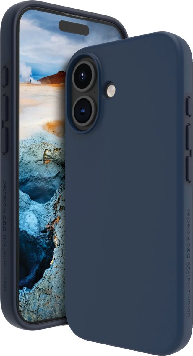 Iceland Ultra D3O Mag geschikt voor iPhone 16 Hoesje by dbramante1928 in Blue – product photo