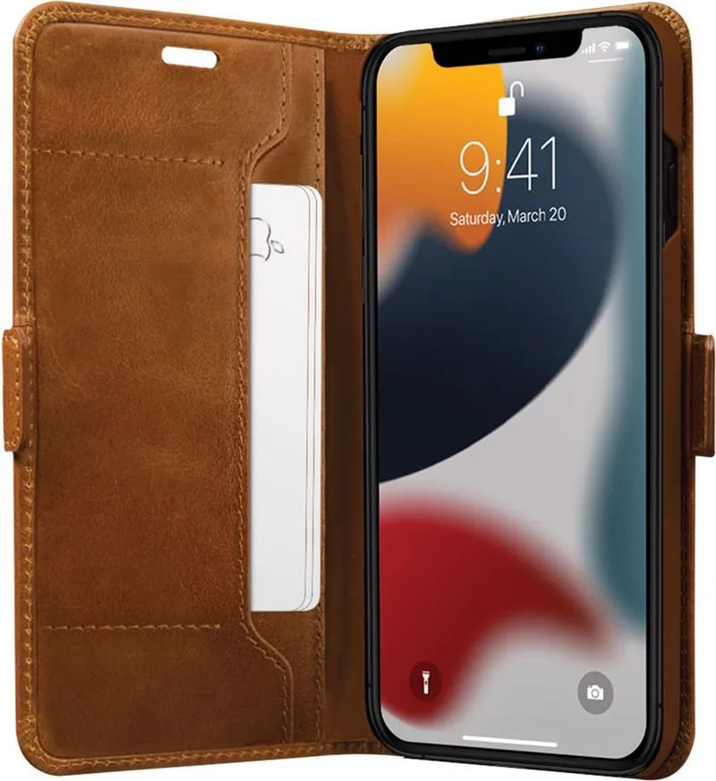 iPhone 13 Pro Max Bookcase hoesje by dbramante1928 in Tan – product photo