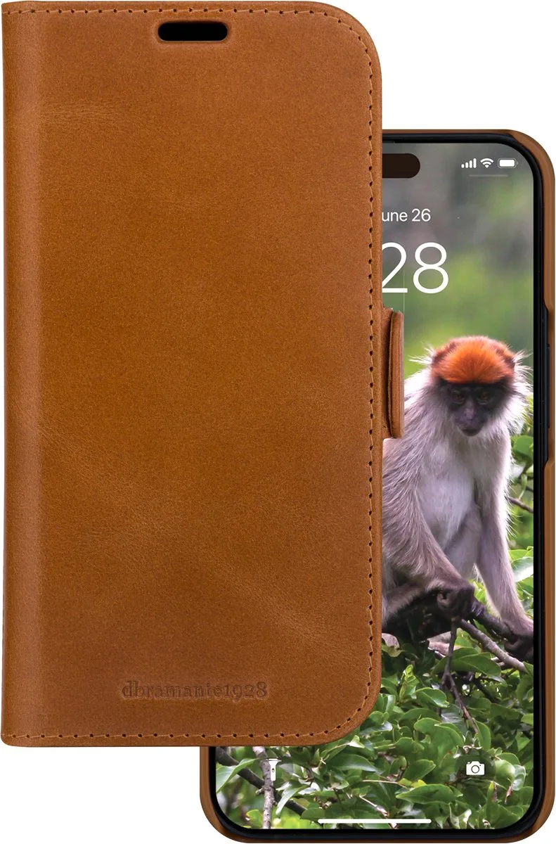 iPhone 15 Bookcase hoesje by dbramante1928 in Brown – product photo