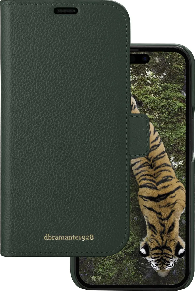 iPhone 15 Plus Bookcase hoesje by dbramante1928 in Green – product photo
