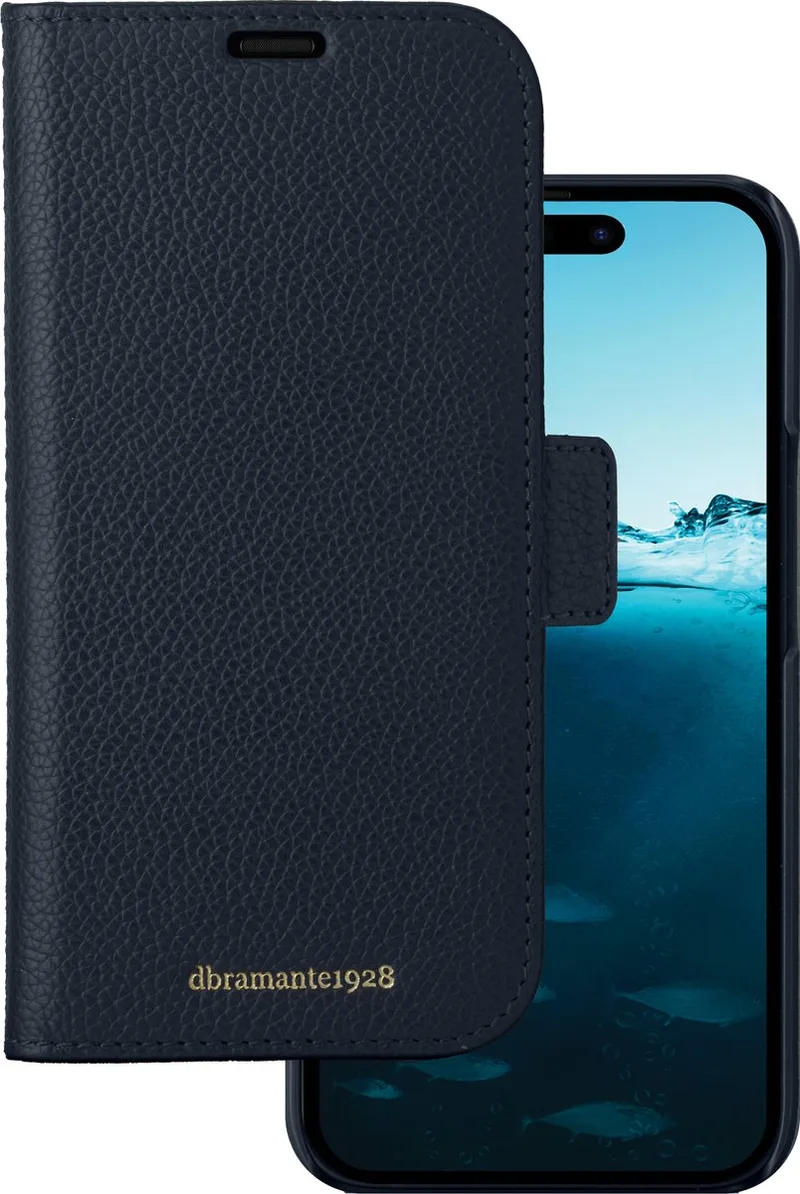 iPhone 15 Pro Max Bookcase hoesje by dbramante1928 in Blue – product photo