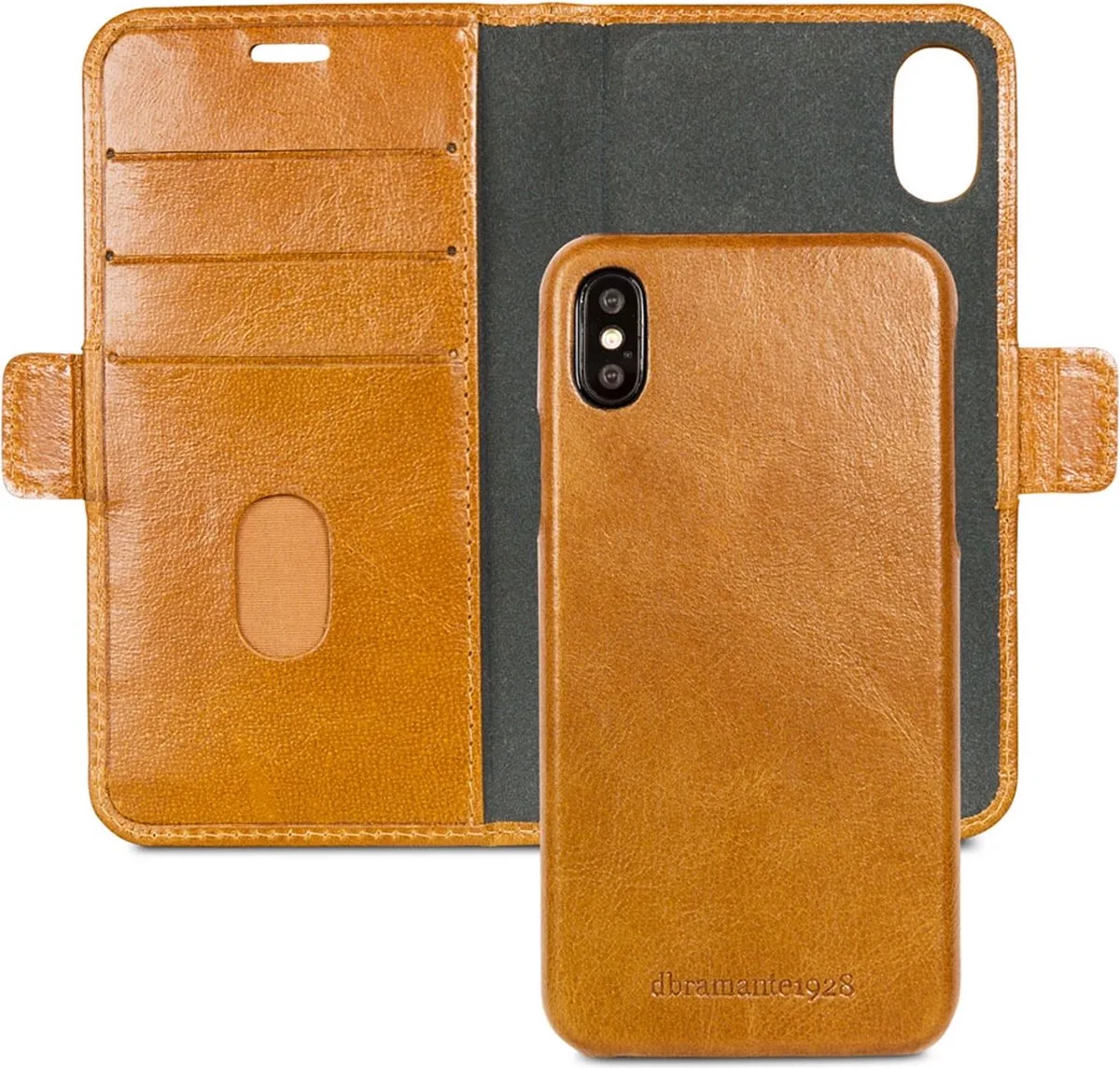 magnetic wallet case Lynge - tan - voor Apple iPhone X de dbramante1928 en Marron – photo produit