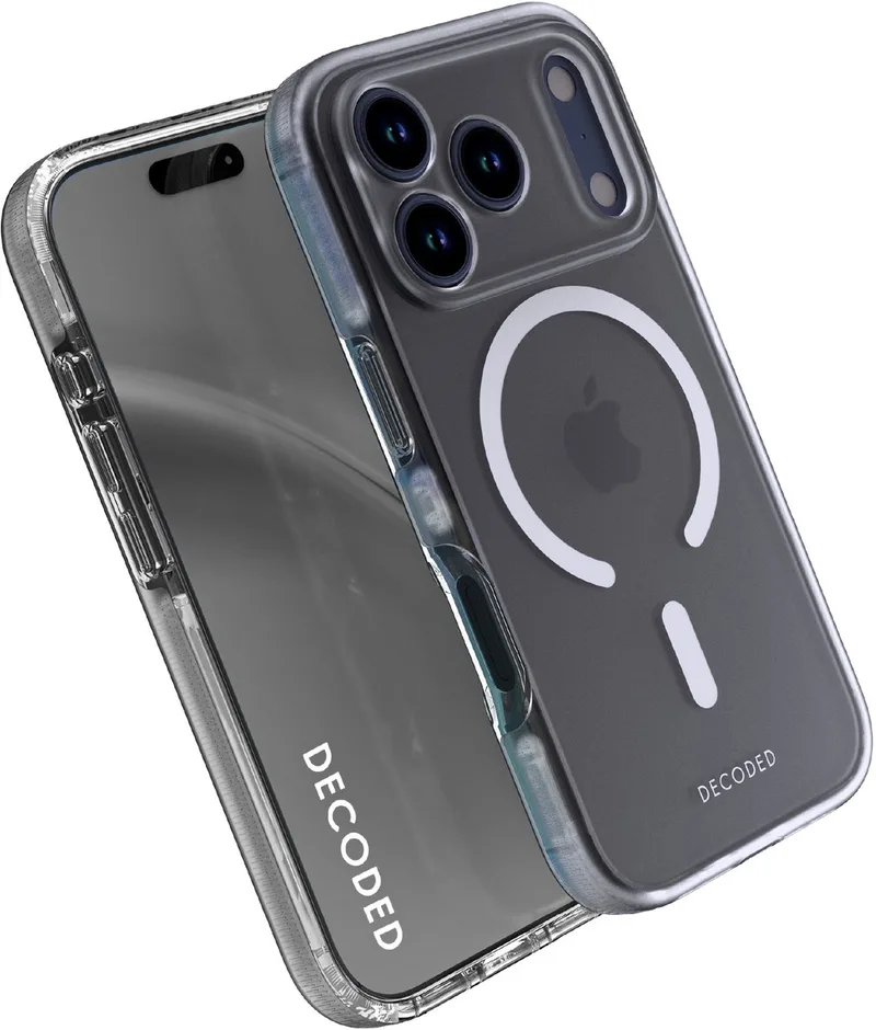 Clear Frosted Hoesje Geschikt voor iPhone 17 Pro - Anti-Yellowing - 100% Gerecycled Materiaal- Geschikt voor MagSafe - Doorzichtig Hoesje – Wit de Decoded en Transparant Wit – photo produit