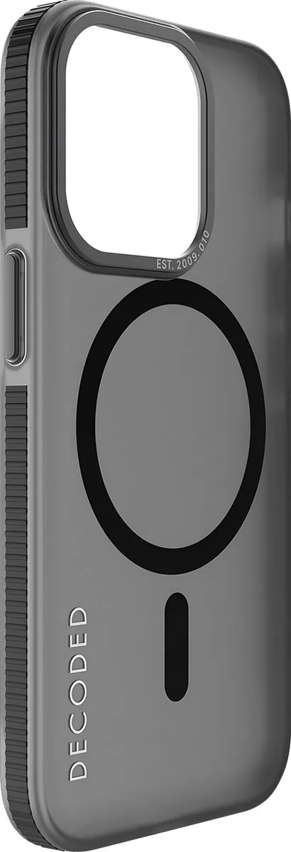 Grip Case Back Cover - iPhone 15 Pro Max- 100% Gerecycleerd Plastic - Doorzichtig Hoesje - Transparant Black Zwart Geschikt voor MagSafe från Decoded i Transparant Zwart – produktbild
