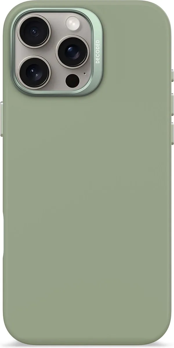 Siliconen Hoesje Geschikt voor iPhone 16 Pro Max - Premium Soft-Touch Materiaal - Antibacteriële Coating - Geschikt voor MagSafe - Phantom von Decoded in Grün – Produktfoto