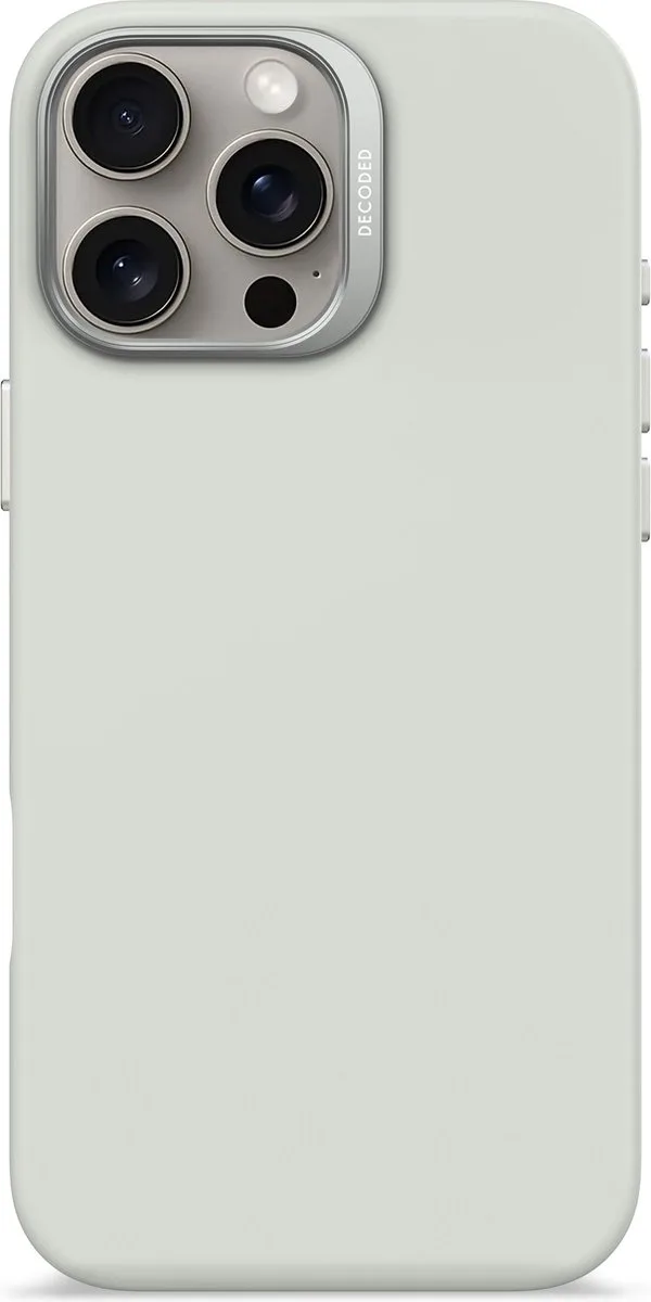 Siliconen Hoesje Geschikt voor iPhone 16 Pro Max - Premium Soft-Touch Materiaal - Antibacteriële Coating - Geschikt voor MagSafe - Phantom von Decoded in Grau – Produktfoto