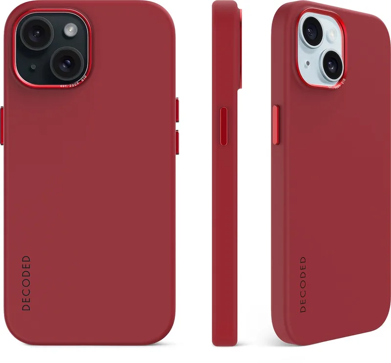 Siliconen Hoesje voor iPhone 15 Plus - Anti-Bacterieel Hoesje - Geschikt voor MagSafe - Astro Dust från Decoded i Röd – produktbild