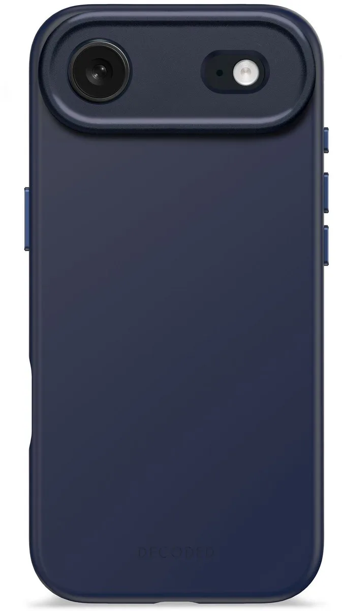Siliconen Hoesje voor iPhone 17 Air, Premium Soft-Touch, Antibacteriële Coating, MagSafe Compatibel, Valbescherming, Krasbestendig, Metalen Knoppen, Stevige Grip, Donker Blauw van Decoded in Donkerblauw – productfoto