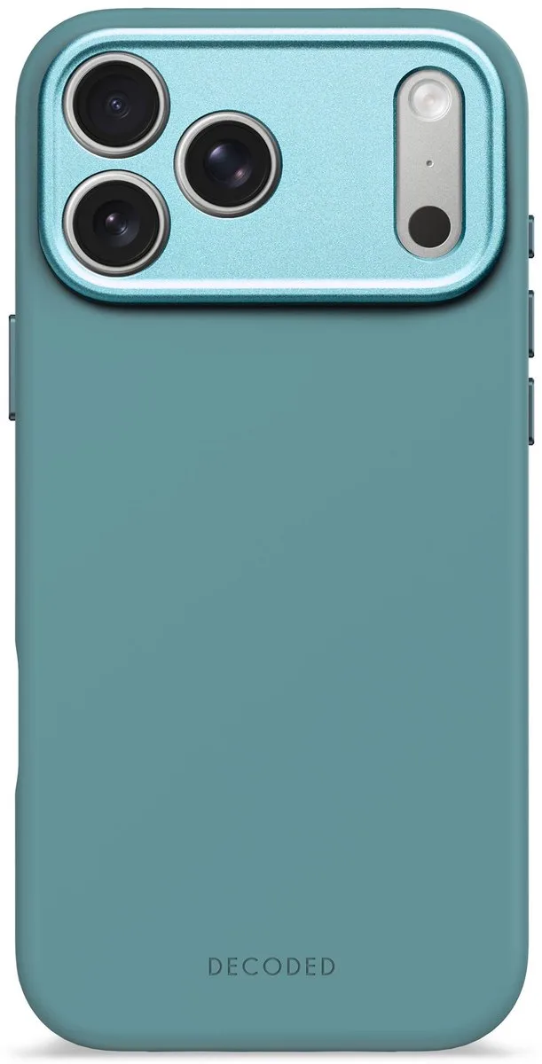 Siliconen Hoesje voor iPhone 17 Pro Max, Premium Soft-Touch, Antibacteriële Coating, MagSafe Compatibel, Valbescherming, Krasbestendig, Metalen Knoppen, Stevige Grip de Decoded en Bleu – photo produit
