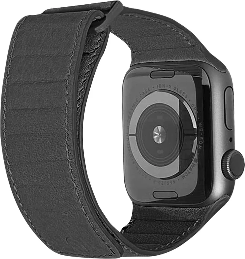 Traction Strap - Magnetische Horloge Band geschikt voor Apple Watch 6 / SE / 5 / 4 (44 mm) en Apple Watch 3 / 2 / 1 (42 mm) - Magneetsluiting von Decoded in Schwarz – Produktfoto