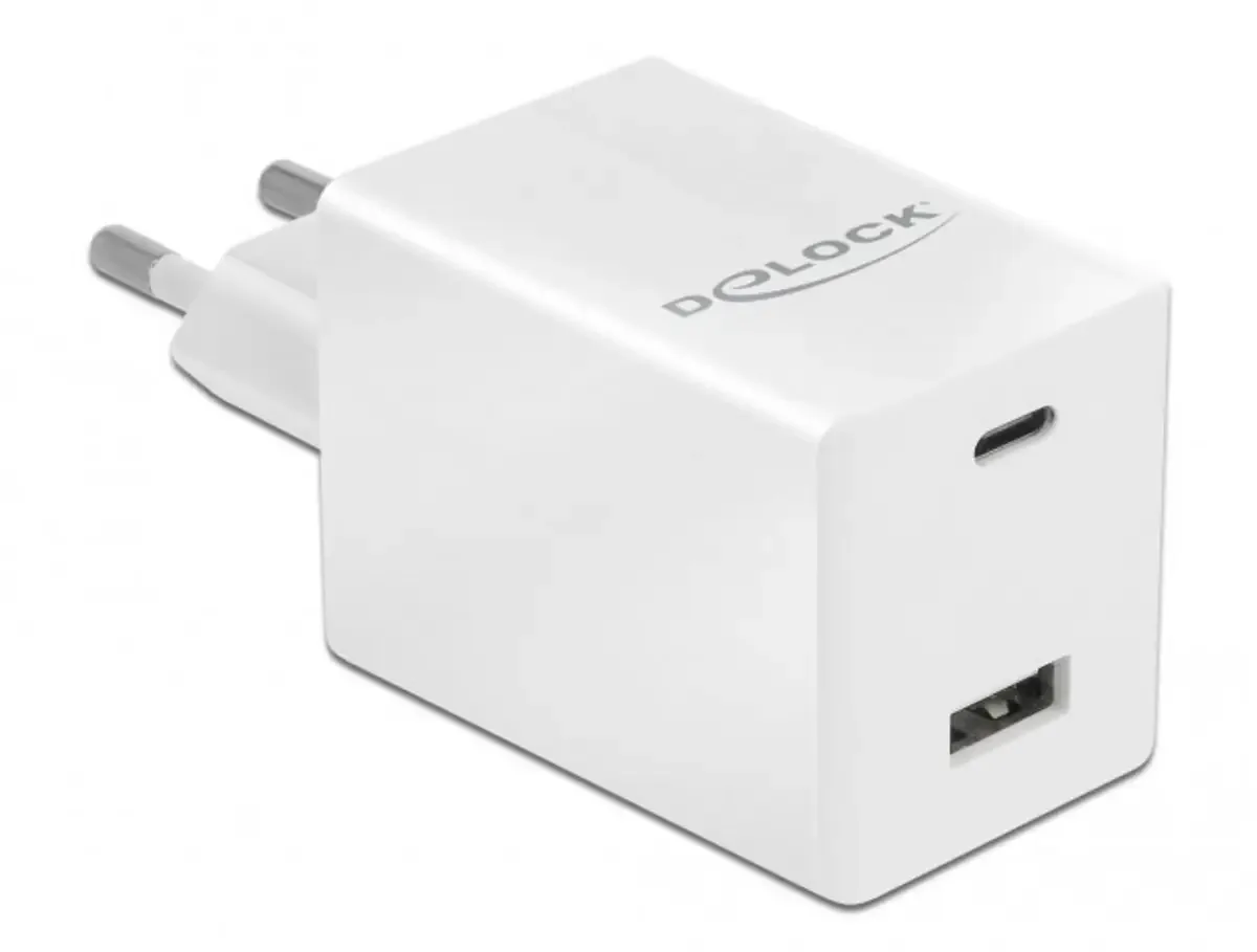 Delock 41448 USB Ladegerät 48 W USB-A, USB-C® USB PD Weiß Steckdose Schnellladegerät, USB Power Delivery (USB-PD) från Delock – produktbild