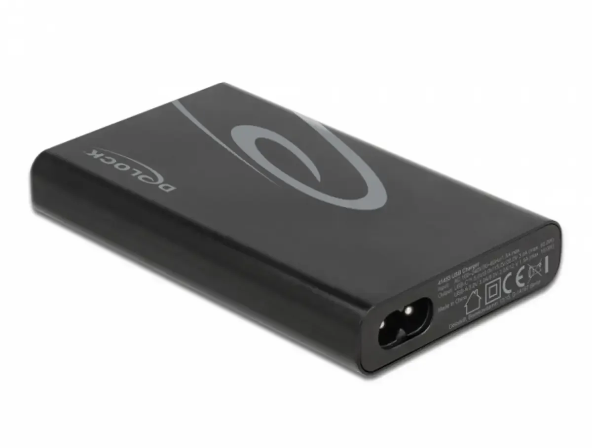 Delock 41453 USB Ladegerät USB-C®, USB-A USB PD Schwarz Steckdose USB Power Delivery (USB-PD), Überstromschutz, Schnellladegerät fra Delock – produktbillede