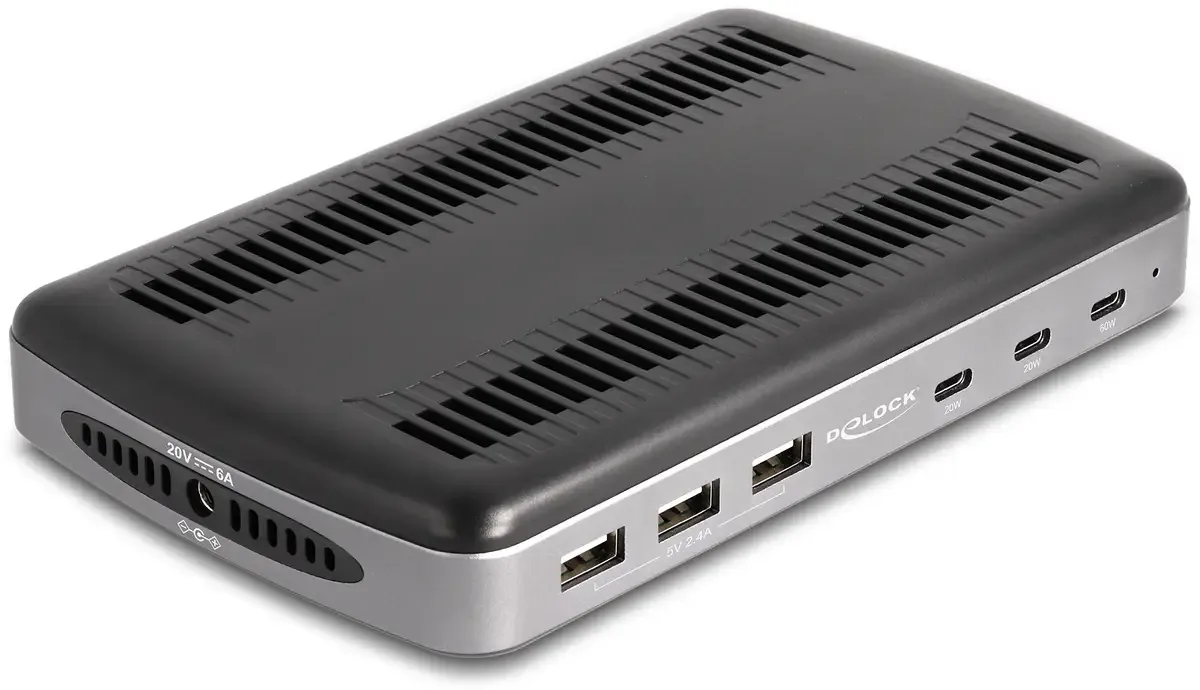 Delock 41461 USB-oplader 112 W USB-A, USB-C USB PD grijs, zwart, stopcontact USB Power Delivery (USB-PD) van Delock – productfoto