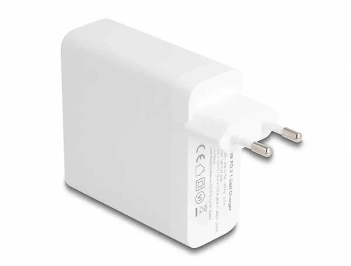 Delock 41471 USB Ladegerät 140 W USB PD 3.1 Weiß Innenbereich GaN fra Delock – produktbillede