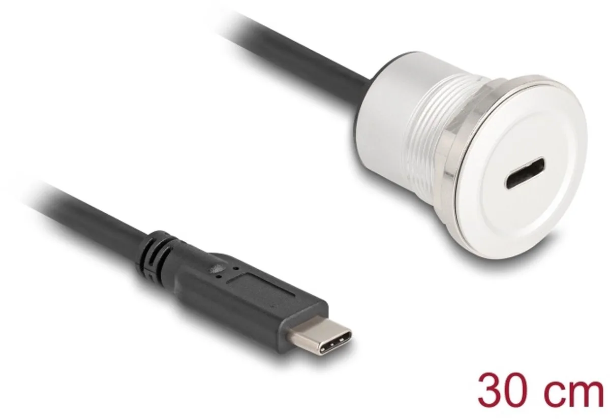 Delock 88183 USB-C-kabel USB-C stekker, USB-C bus 0.30 m Zwart, Zilver från Delock i Svart, Silver – produktbild