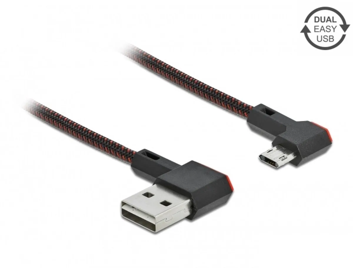 USB-kabel USB 2.0 USB-A-hanstik, USB-micro-B-hanstik 0.50 m Sort Dobbeltsidet stik 85270 fra Delock i Sort, Rød – produktbillede