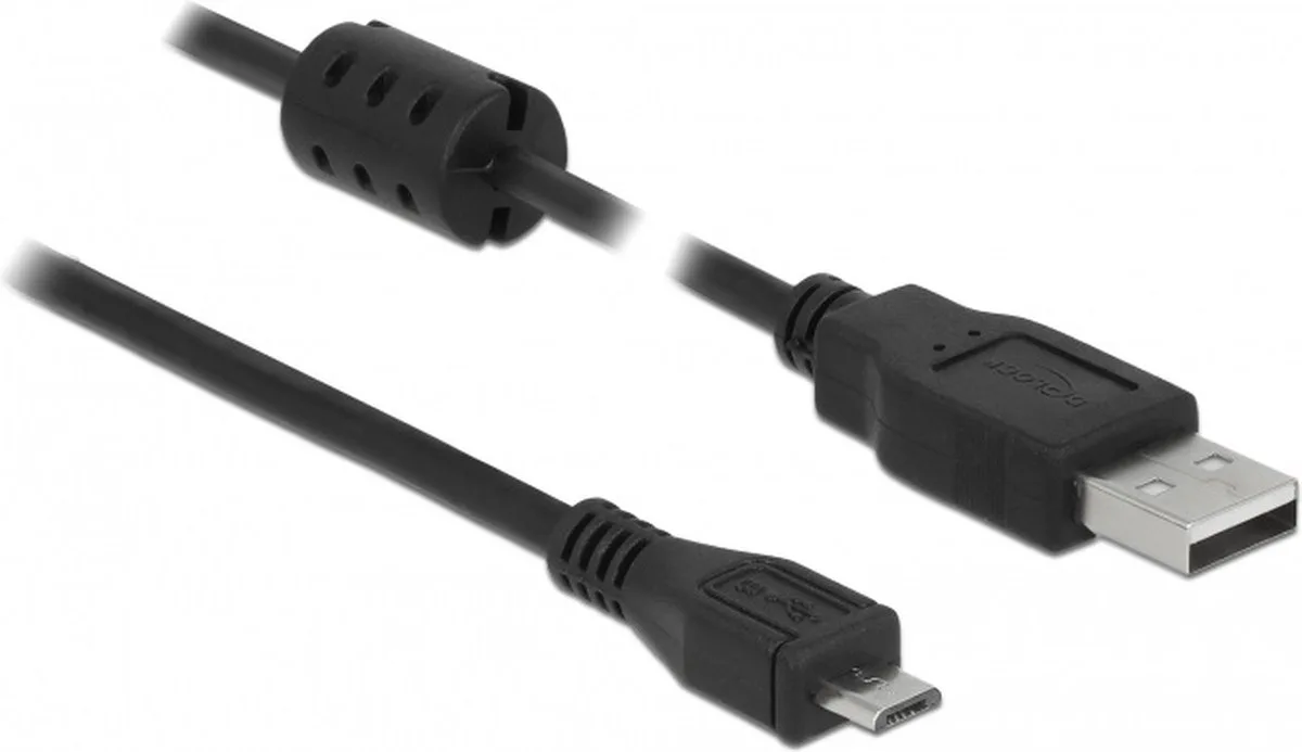 USB-kabel USB 2.0 USB-A-hanstik, USB-micro-B-hanstik 0.50 m Sort med ferritkerne 84900 fra Delock i Sort – produktbillede