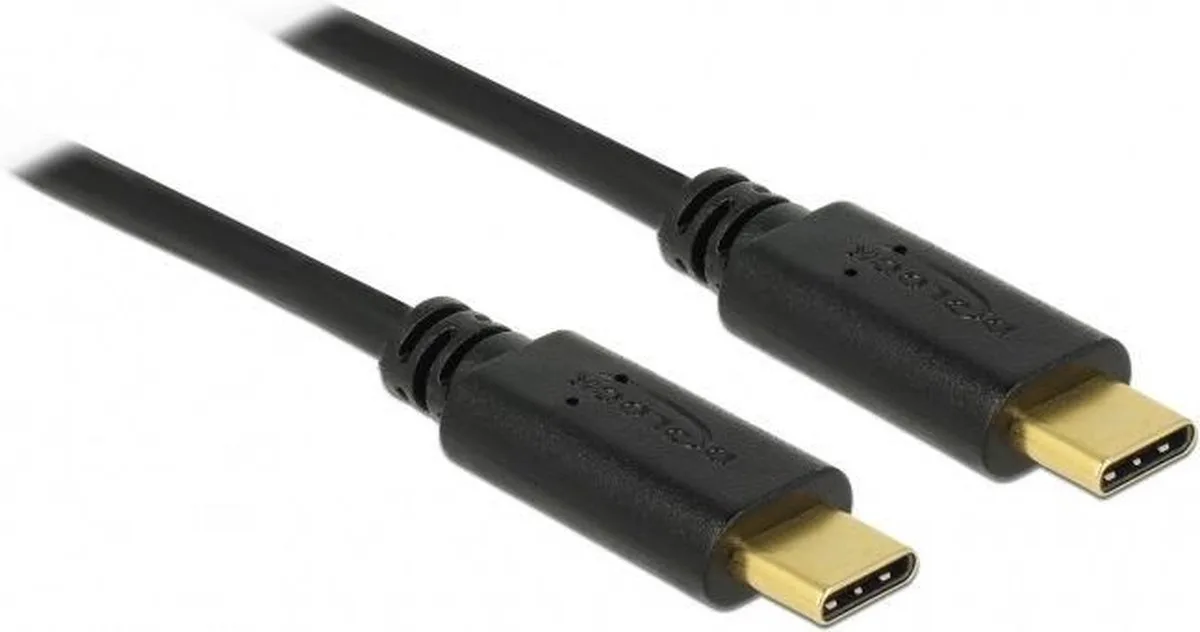 Premium USB-C naar USB-C kabel met E-Marker chip - USB2.0 - tot 20V/5A / 2 meter från Delock i Svart – produktbild