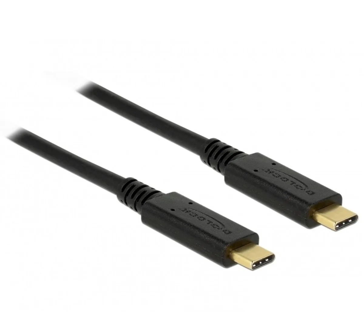 Premium USB-C naar USB-C kabel met E-Marker chip - USB3.0 - PD tot 20V/3A - video tot 8K 30Hz / 2 meter från Delock i Svart – produktbild