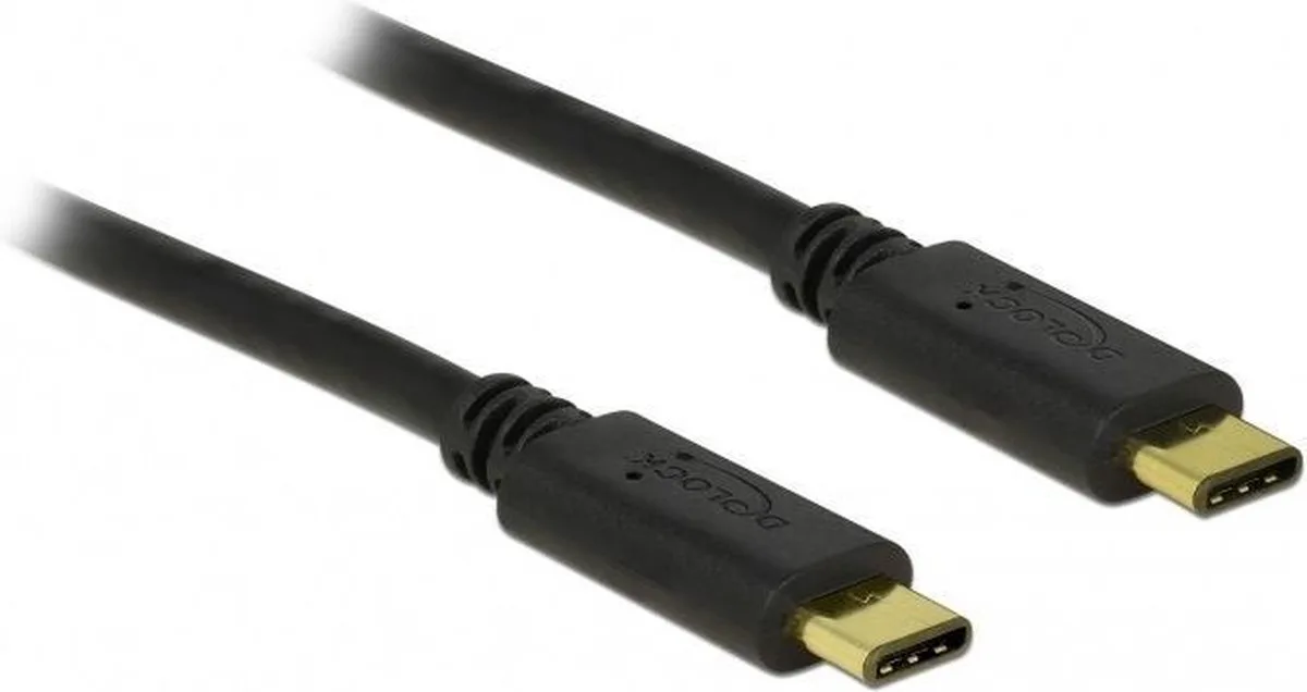 Premium USB-C naar USB-C kabel - USB2.0 - tot 20V/3A / 3 meter von Delock in Schwarz – Produktfoto
