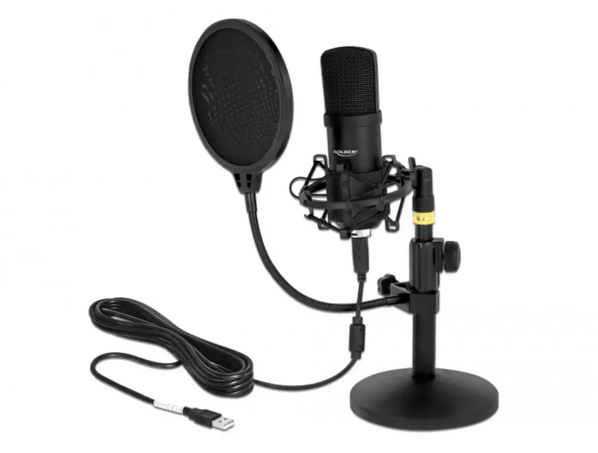 Sur pied Micro USB Delock 66300 Type de transmission (détails):USB, filaire avec trépied, avec câble, pied by Delock in Black – product photo