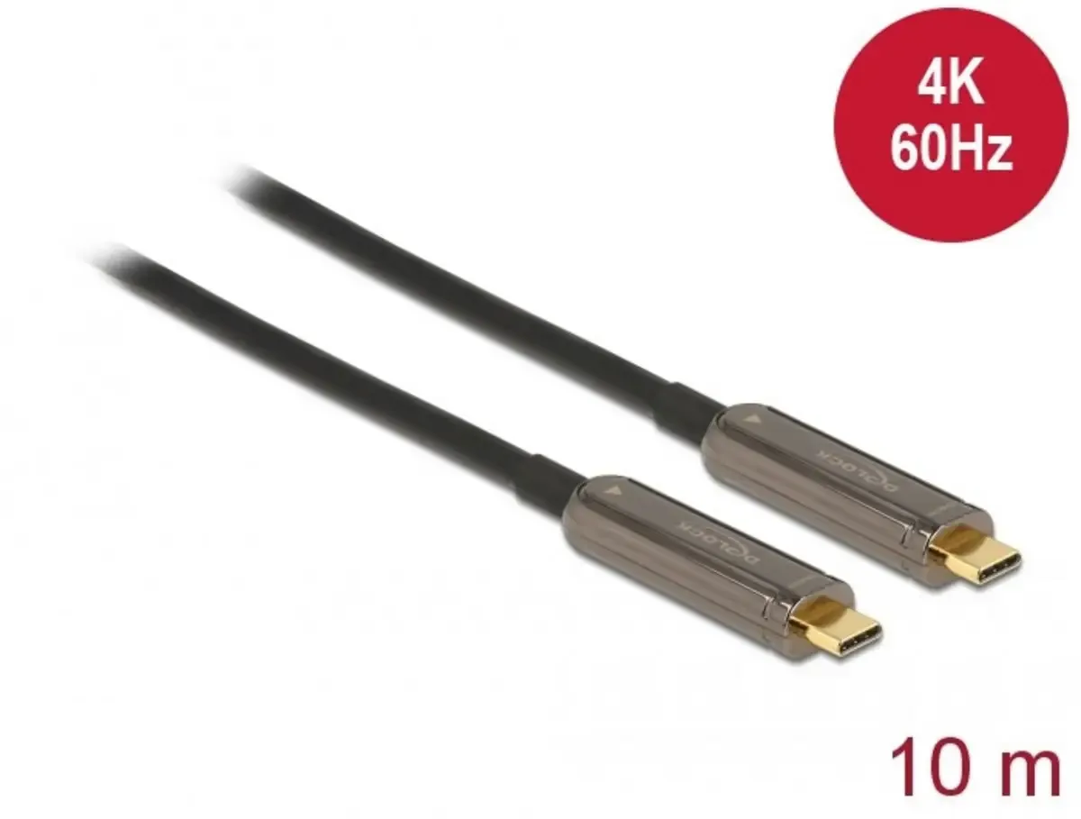 USB Anschlusskabel USB-C® Stecker 10 m Schwarz 84103 4K UHD, vergoldete Steckkontakte USB-C® Kabel från Delock – produktbild