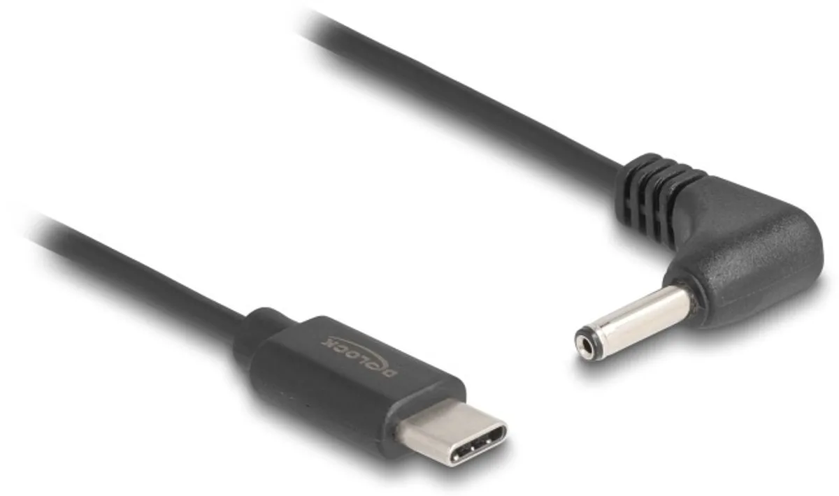 USB-C - DC plug haaks kabel | 3,5 x 1,35mm | max. 5V/1A (5W) | 1,5 meter fra Delock i Sort – produktbillede