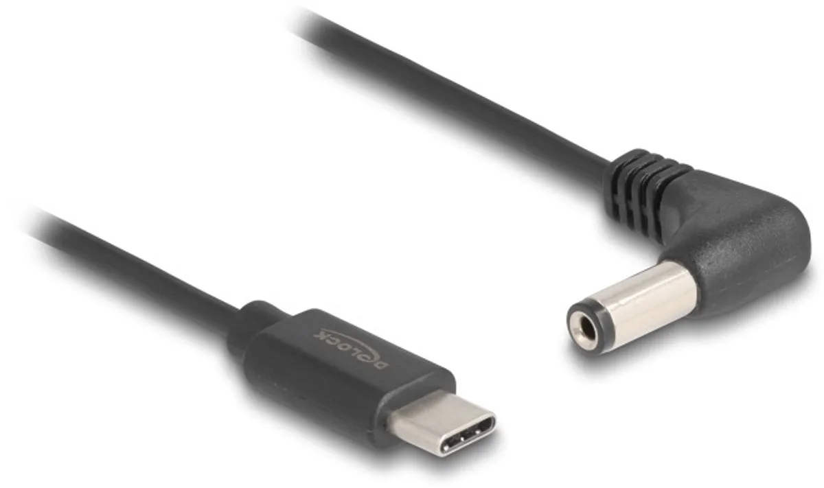 USB-C - DC plug haaks kabel | 5,5 x 2,1mm | max. 5V/1A (5W) | 1,5 meter fra Delock i Sort – produktbillede