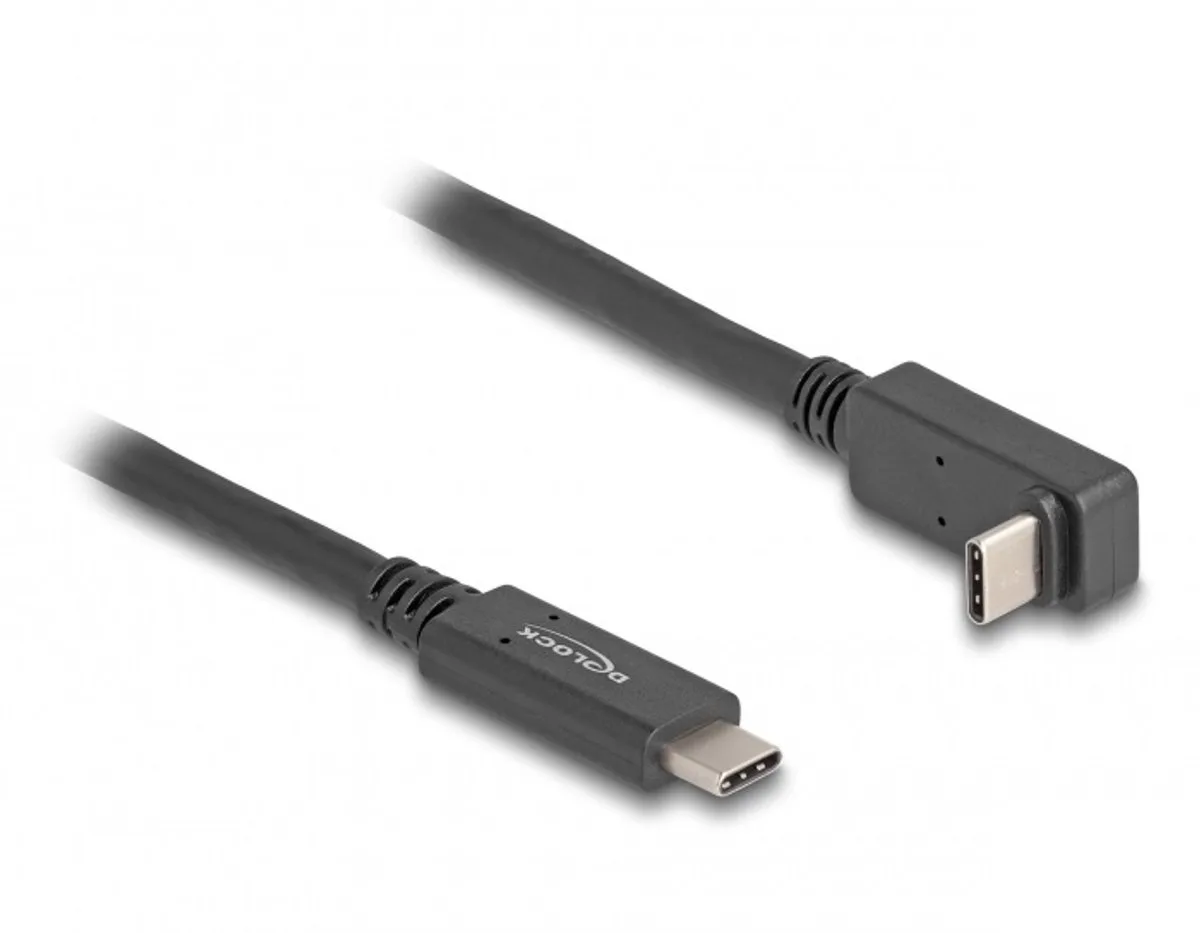 USB-C kabel | haaks (boven/beneden) | USB3.0 5 Gbps | PD 60W | 4K 60Hz | 2 meter van Delock in Zwart – productfoto