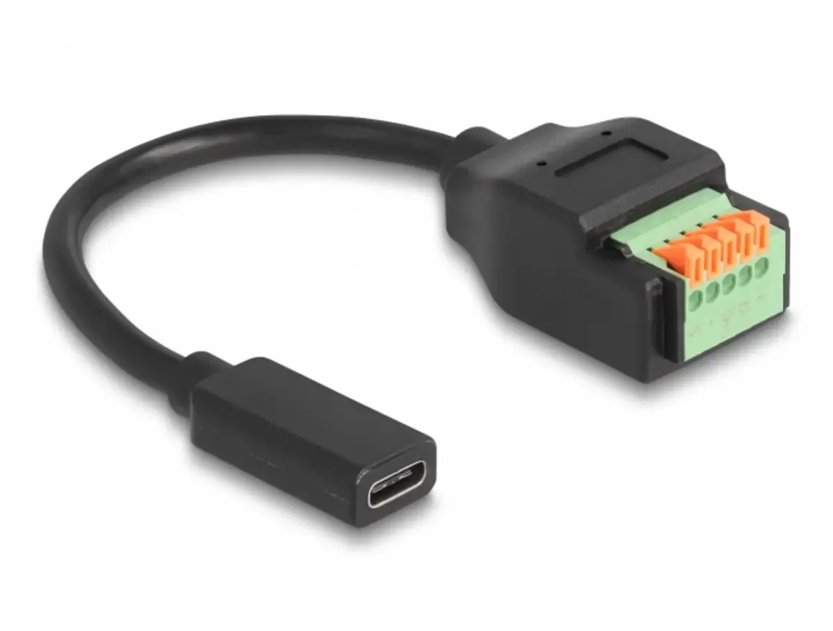 USB-C-kabel USB 2.0 USB-C-stekker, 5 pin klemmenblok 0.15 m zwart, groen 66067 van Delock – productfoto