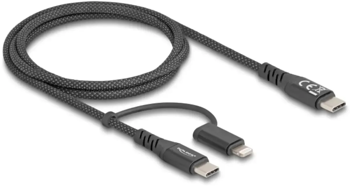 USB-C kabel USB 2.0 USB-C® stik, USB-C® stik, Apple Lightning-stik 1.00 m 81170 fra Delock i Sort – produktbillede